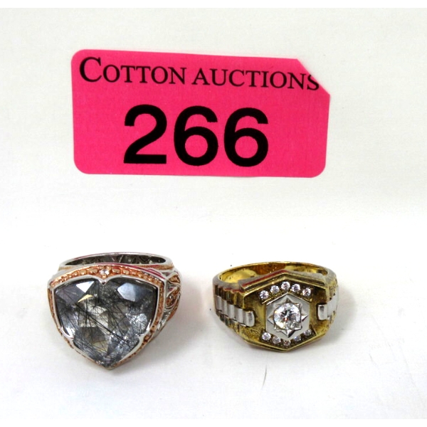 Two .925 Silver Crystal Gemstone Dinner Rings - P