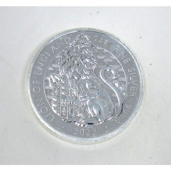 2 Oz .9999 Silver 2022 Lion of England Coin 