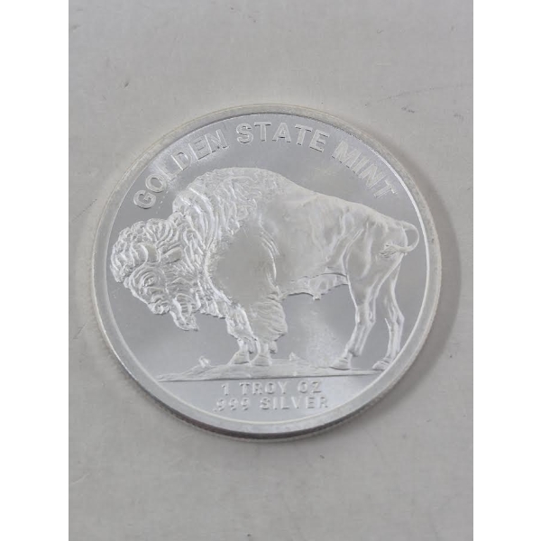 1 Oz .999 Silver Buffalo/Indigenous Art Round