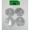 Image 1 : 4 x Silver Clad Nude Girl Art Rounds 
