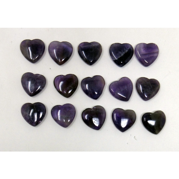15 Polished Amethyst Gemstone Hearts