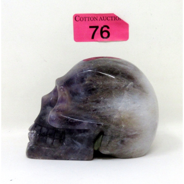 3D Artist Hand Carved Amethyst Gemstone Skull 
