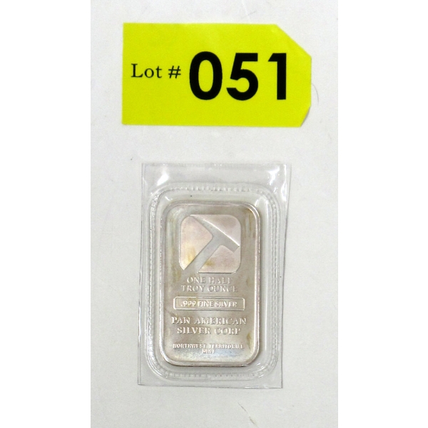 1/2 Oz .999 Silver Pan American Corp Bar 