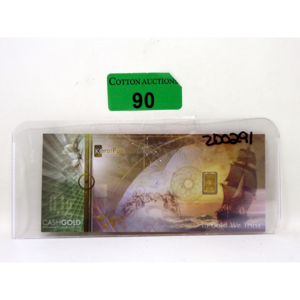 1/10 Gram .9999 Fine Gold Nadir Mint Bar 