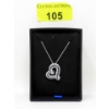 Image 2 : Half Carat Blue & White Diamond Heart Necklace