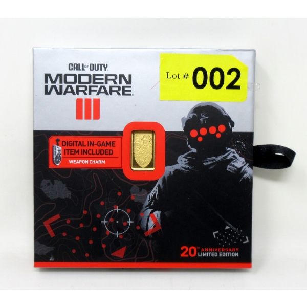 5 Gram .9999 Fine Gold Call Of Duty Certified Bar 