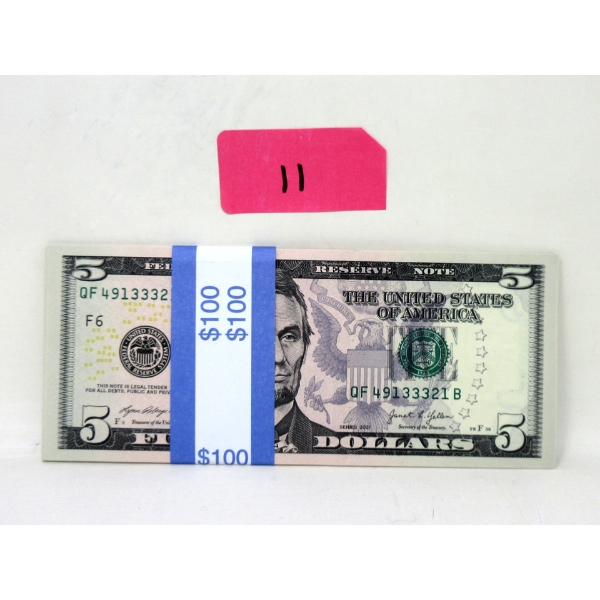 20 x $5 USD Uncirculated Sequential Numbered Bundle 