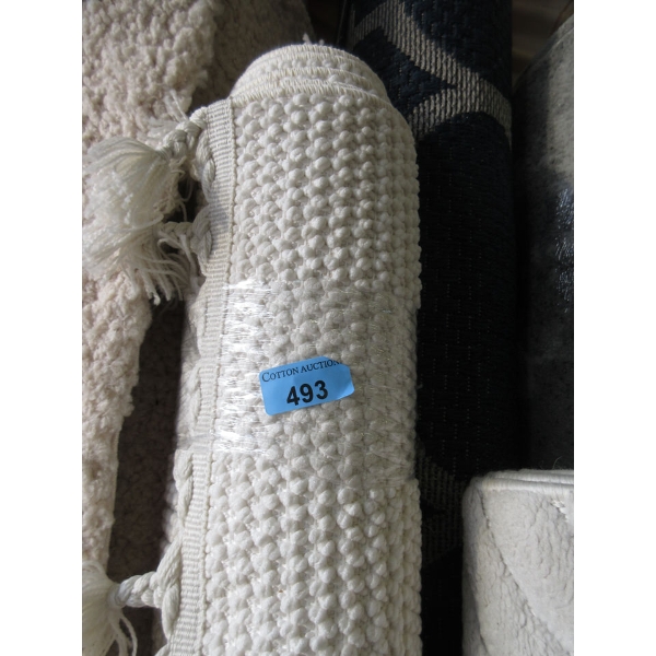 6' x 7' White Woven Textured Area Carpet