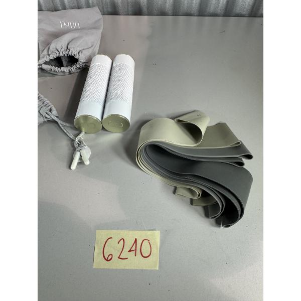 Two 3LB metal hand weights and Five resistance bands