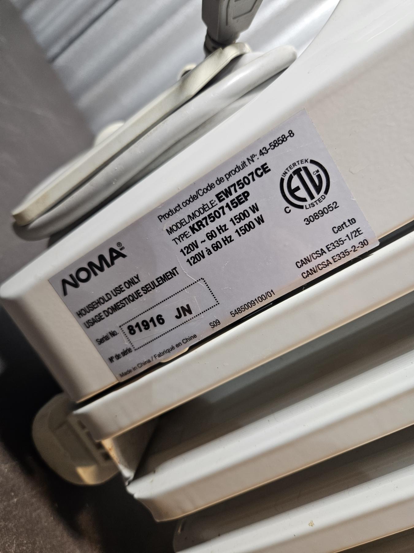 NOMA Oil Filled Portable Radiator Heater