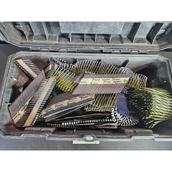 Paslode Nailer Box Filled With Various Types of Nails 
