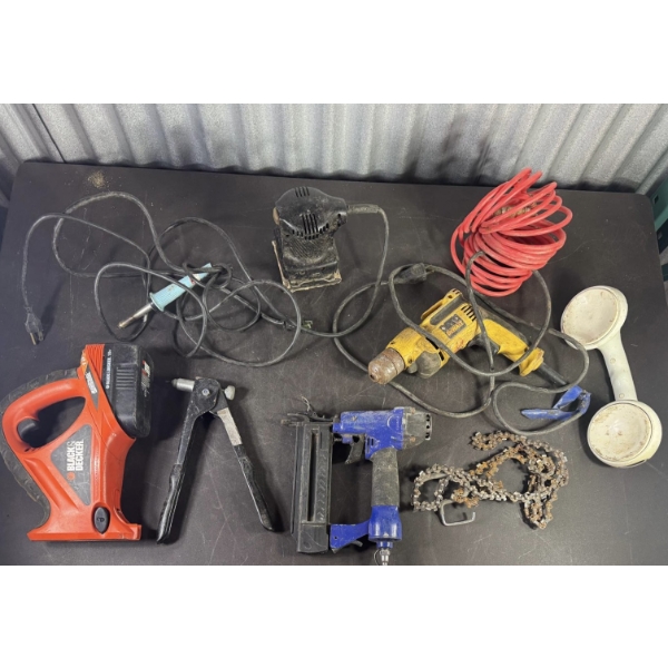 Mixed Tool Lot - DeWalt Drill, Black and Decker Hedge Trimmer and More