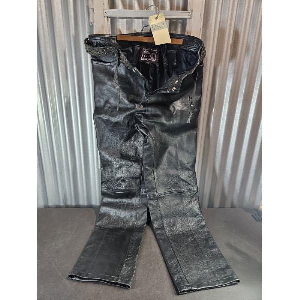 Men's Leather Club Pants With Belt - Size 42