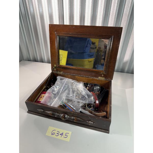 Mixed Jewellery and Watches in Wooden Box