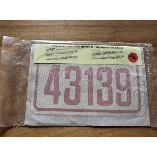 SKI-DOO RED 1978 LICENCE PLATE