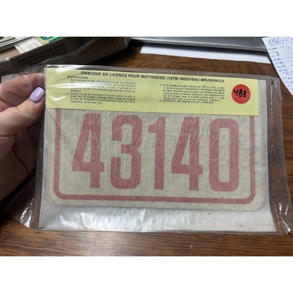 SKI-DOO RED 1978 LICENCE PLATE