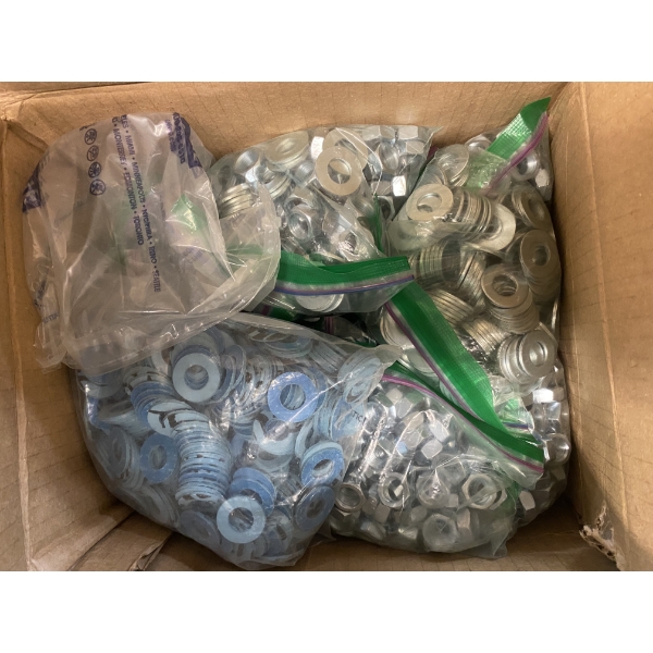 BOX OF WASHERS AND NUTS