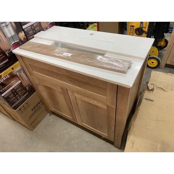 36 INCH VANITY - CHIPPED ON CORNER AS SEEN IN PIC