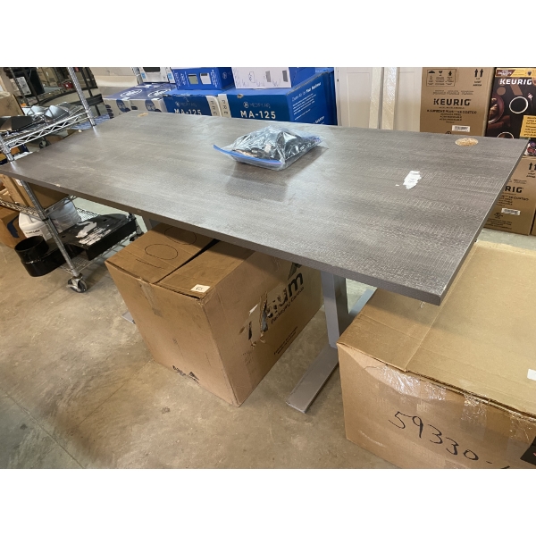72X28 INCH ADJUSTABLE DESK- EVERYTHING IS THERE- TOP HAS SOME SCUFFS