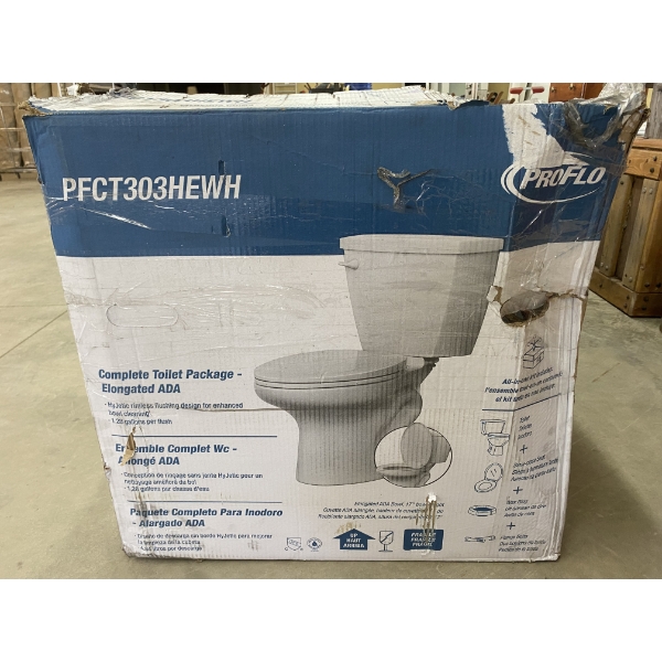 PROFLO TOILET BOWL WITH SEAT AND TANK COVER - MISSING TANK