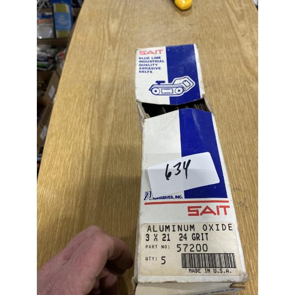 5 OF 3X21in 24 GRIT SANDER BELTS 