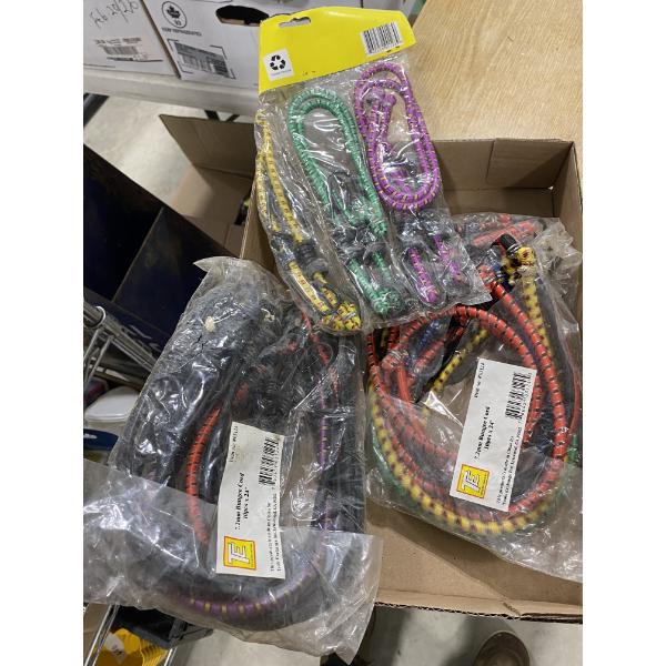 BOX LOT OF ASSORTED BUNJEE CORDS 