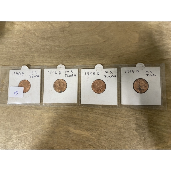 4 PCS OF US 1 CENT TEST TOKENS