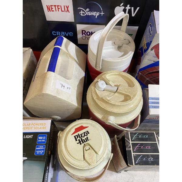 LUNCH BOX COOLER + 3 ASSORTED JUG COOLERS