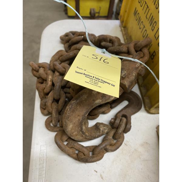 APPROX. 10 FT 1/2 INCH CHAIN WITH 2 HOOKS
