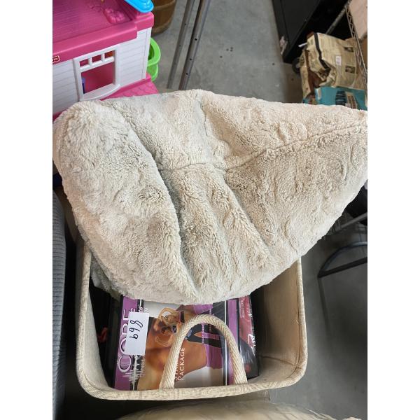 LAUNDRY BASKET WITH DVDS AND PILLOW 