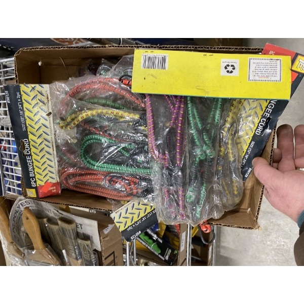 BOX LOT OF ASSORTED BUNJEE CORDS