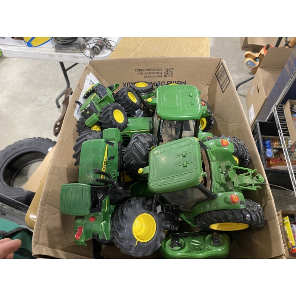 BOX LOT OF KIDS JOHN DEERE TRACTORS
