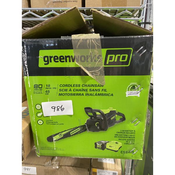 GREENWORKS 18 INCH, 80V CHAIN SAW