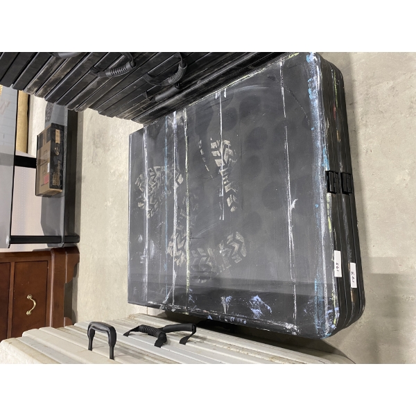 6 FOOT BLACK FOLDABLE TABLE- HAS PAINT MARKS