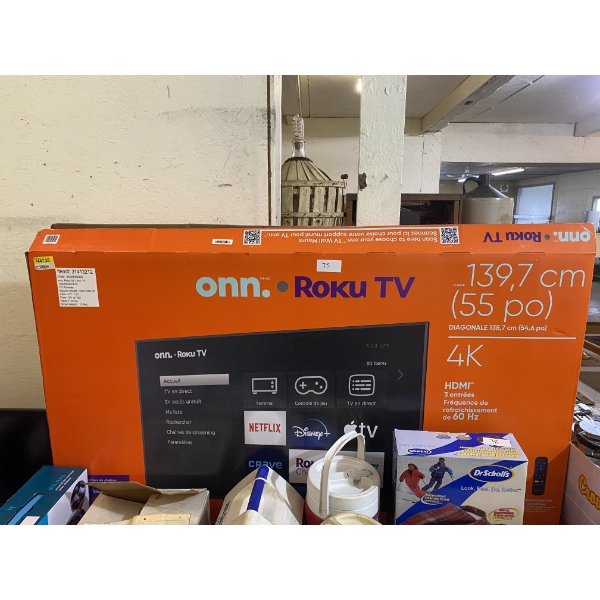 ONN ROKU 55 INCH, 4K FLAT SCREEN TV 