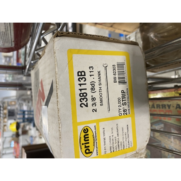 BOX OF APPROX 2000 2 3/8IN SMOOTH SHANK AIR NAILER SLEEVES 