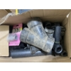 Image 1 : BOX LOT OF ASSORTED SIZE PVC PIPE CONNECTORS AND ADAPTERS ETC