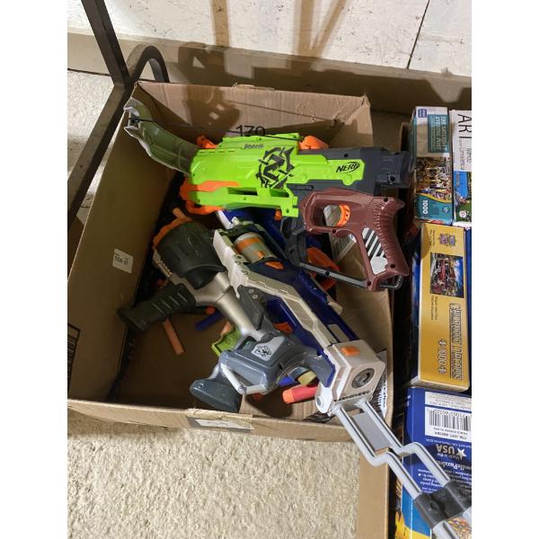 BOX LOT OF ASSORTED NERF GUNS