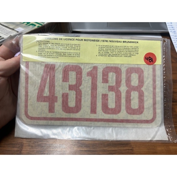 SKI-DOO RED 1978 LICENCE PLATE
