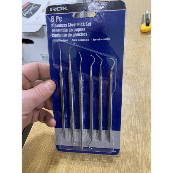 5 OF 6PC STAINLESS STEEL PICK SET