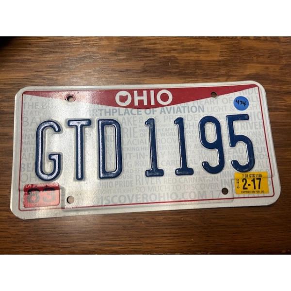 OHIO LICENCE PLATE