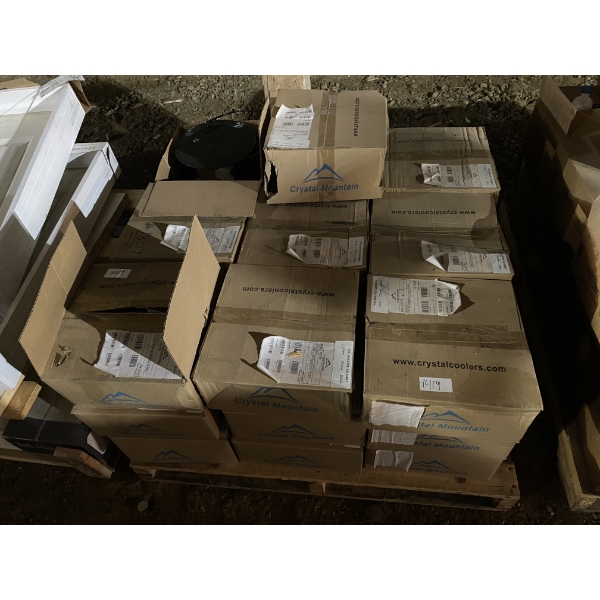 PALLET LOT OF CRYSTAL MOUNTAIN DISPENSER COVERS