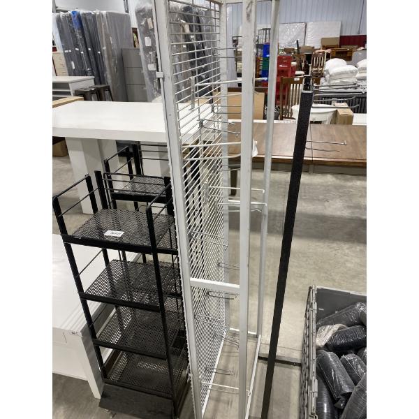 4 SMALL SHELFS - TWO ROLLER SHELFS AND 2 PEG SHELFS 