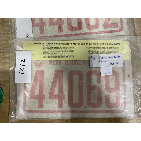 1978 NB SNOWMOBILE LICENSE PLATE
