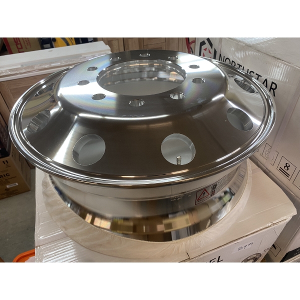 SET OF 4 24.5 TRUCK ALUMINUM RIMS -POLISHED 