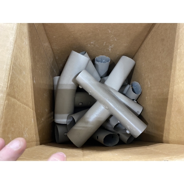 BOX LOT OF ASSORTED POOL ELBOWS AND CONNECTORS