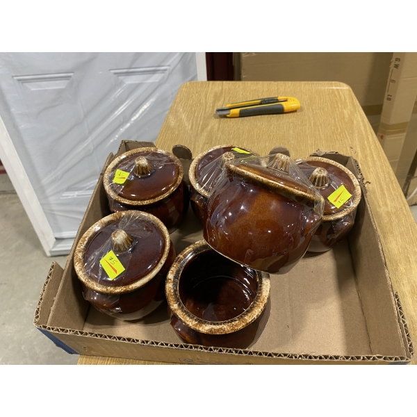 6 SMALL ONE CUP BEAN POTS