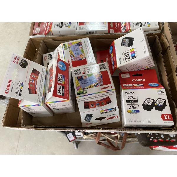BOX LOT OF ASSORTED CANNON INK CARTRIDGES 