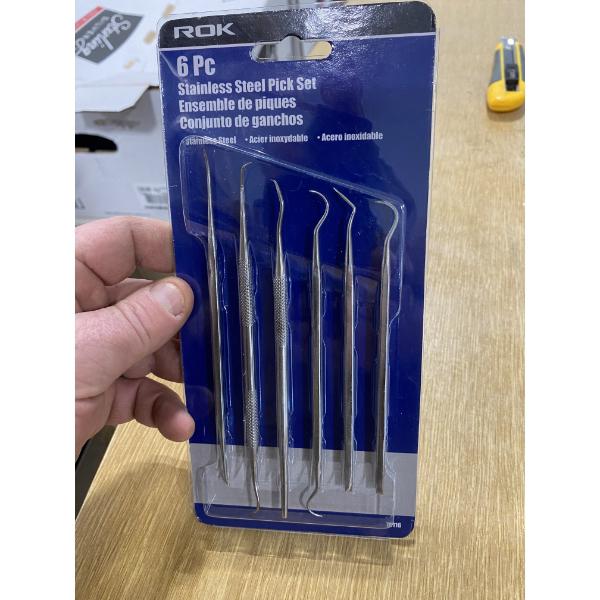 5 OF 6PC STAINLESS STEEL PICK SET