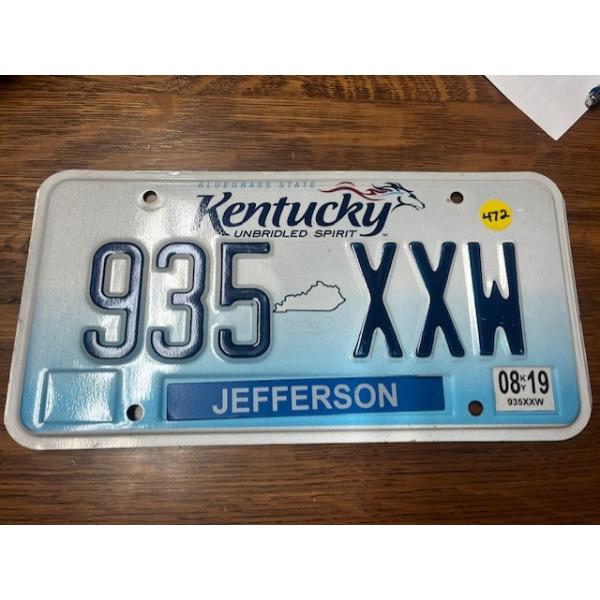 KENTUCKY LICENCE PLATE